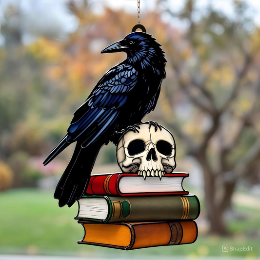 Raven With Roses and Skull Acrylic Window