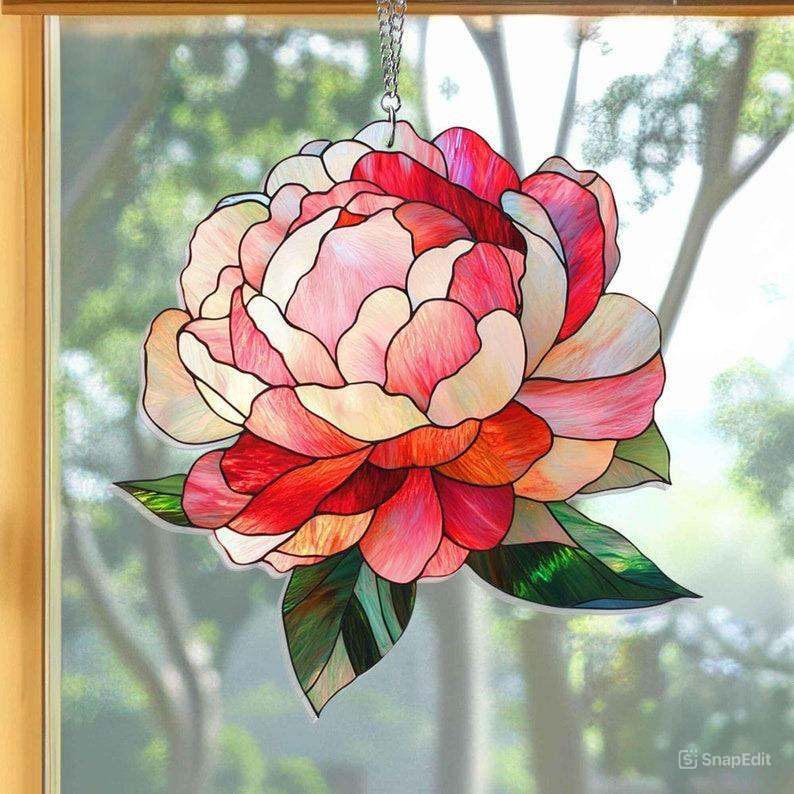 Peony Suncatcher ACRYLIC Hanging Sign