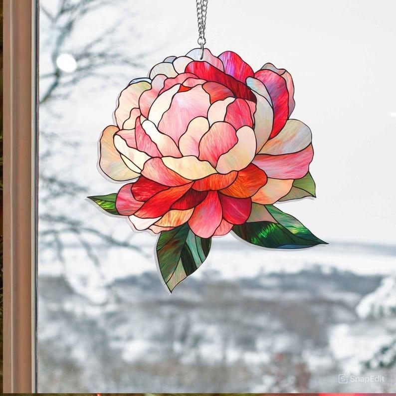 Peony Suncatcher ACRYLIC Hanging Sign