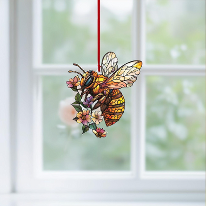 Bumblebee and Flower Acrylic Window Hanging