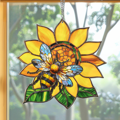 Sunflower Bee Acrylic Window Hanging