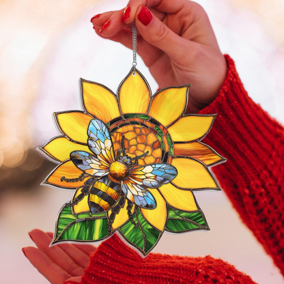 Sunflower Bee Acrylic Window Hanging