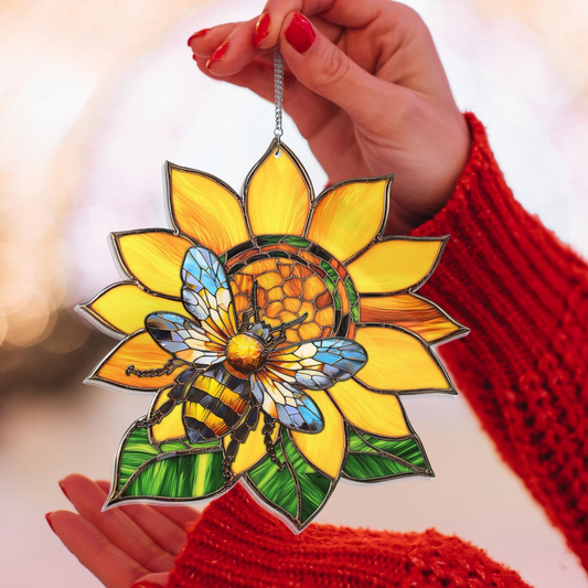 Sunflower Bee Acrylic Window Hanging