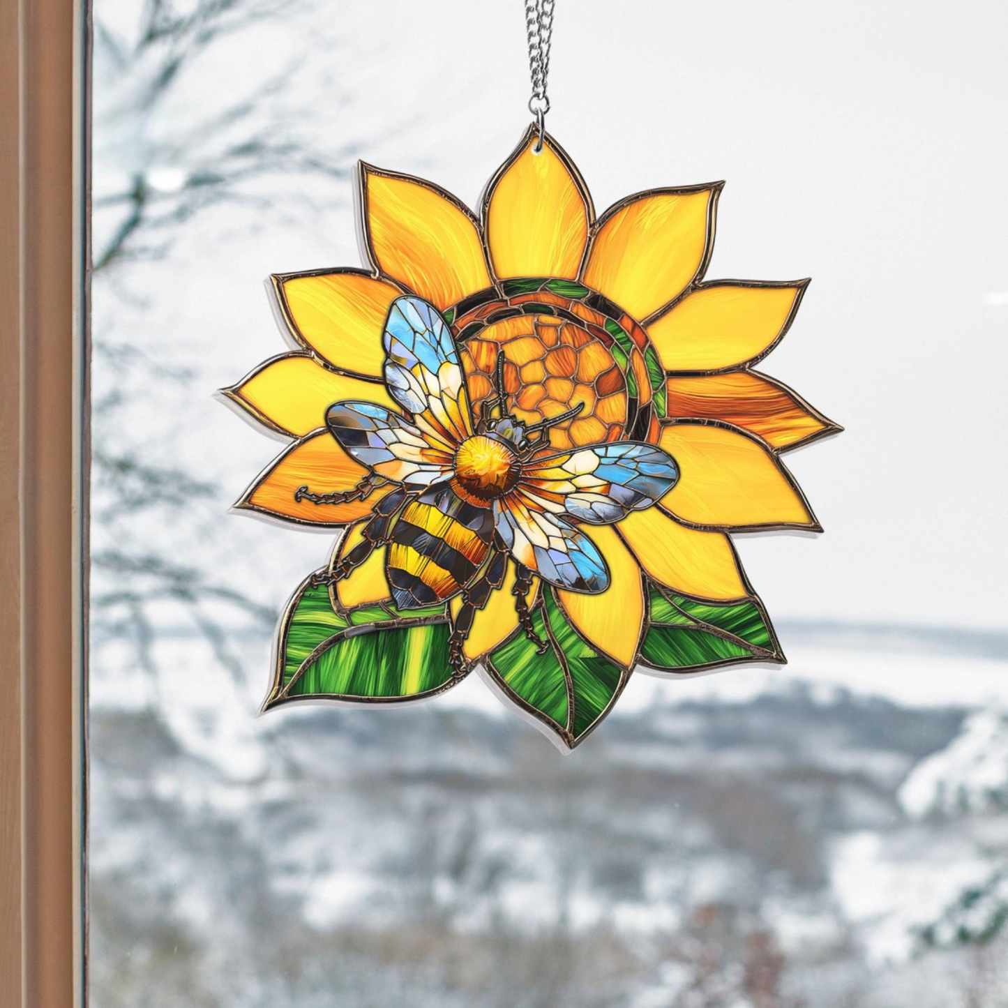 Sunflower Bee Acrylic Window Hanging