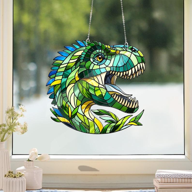 Tyrannosaurus Dinosaur Stained Glass Suncatcher