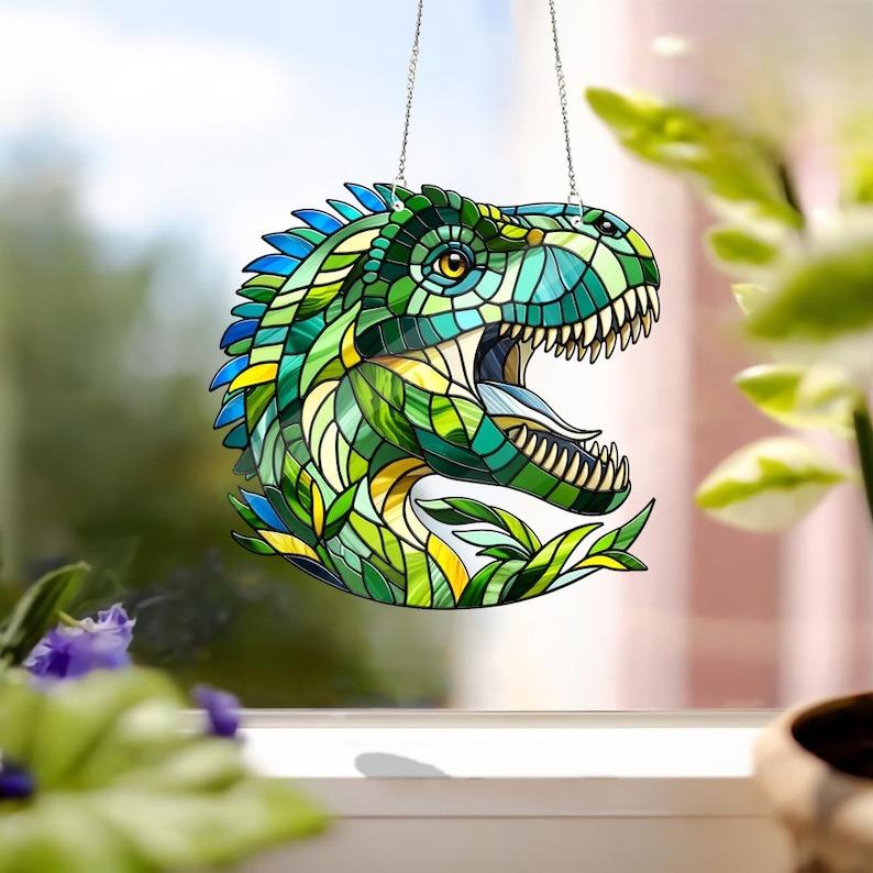 Tyrannosaurus Dinosaur Stained Glass Suncatcher