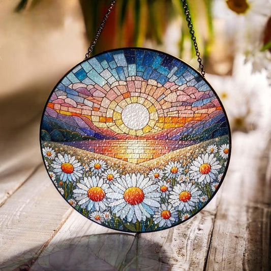 Daisy Flower  Stained Glass Suncatcher