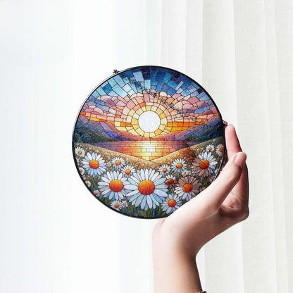 Daisy Flower  Stained Glass Suncatcher