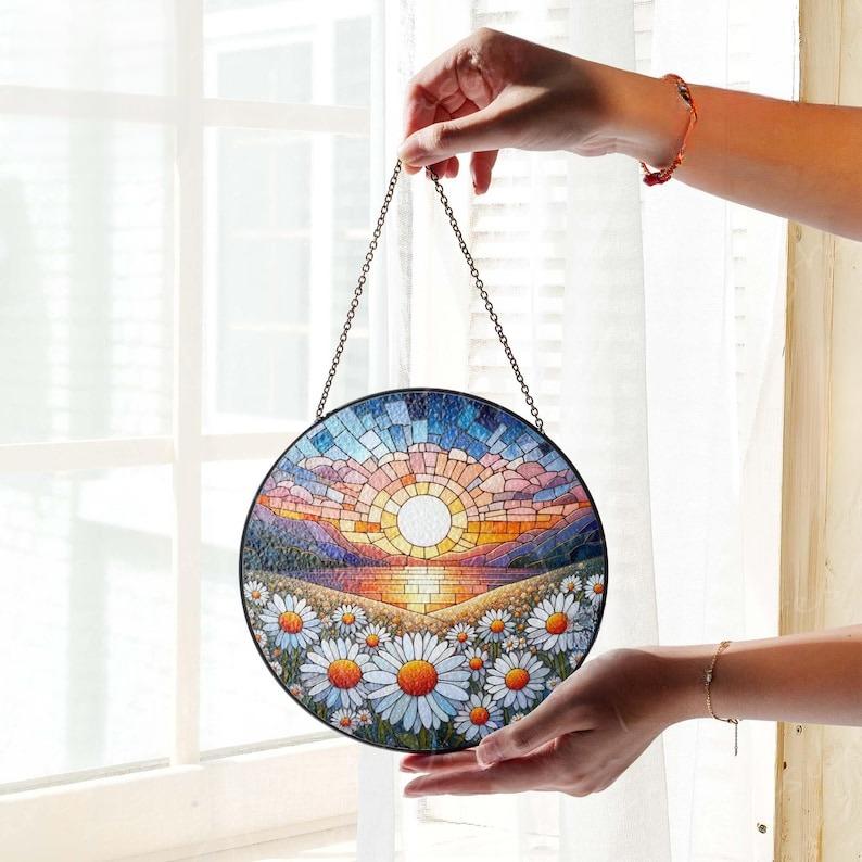 Daisy Flower  Stained Glass Suncatcher