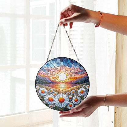 Daisy Flower  Stained Glass Suncatcher