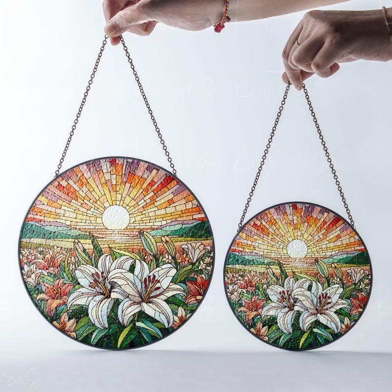 Lily Flower Stained Glass Suncatcher
