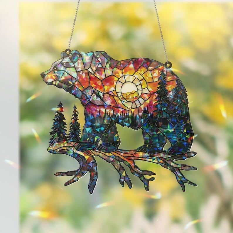 Sunset Sun Light Stained Glass Suncatcher
