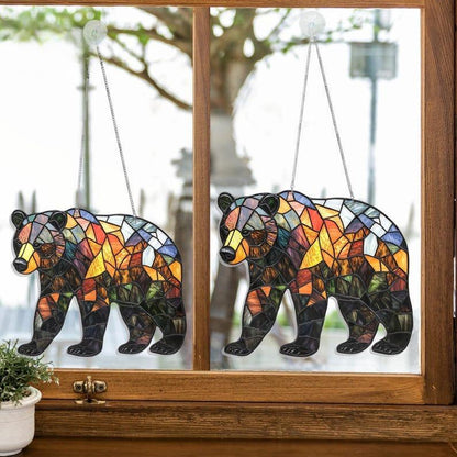 Woodland Black Bear Stained Glass Suncatcher
