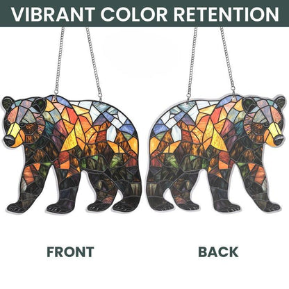 Woodland Black Bear Stained Glass Suncatcher