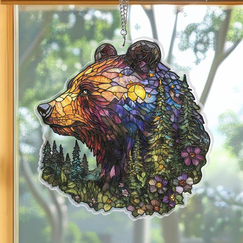Bear Wildlife Stained Glass Suncatcher