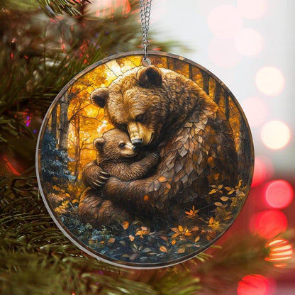 Mama Bear Stained Glass Suncatcher