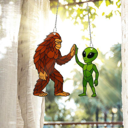Funny Bigfoot and Alien Acrylic Window