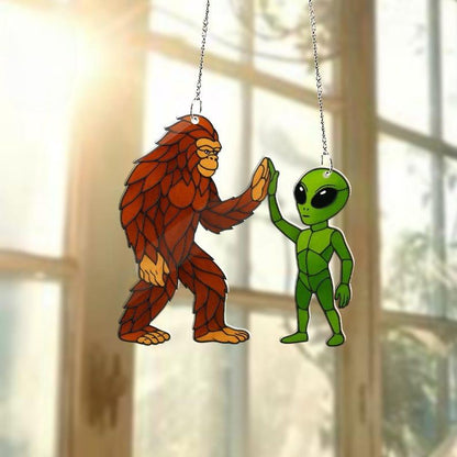 Funny Bigfoot and Alien Acrylic Window