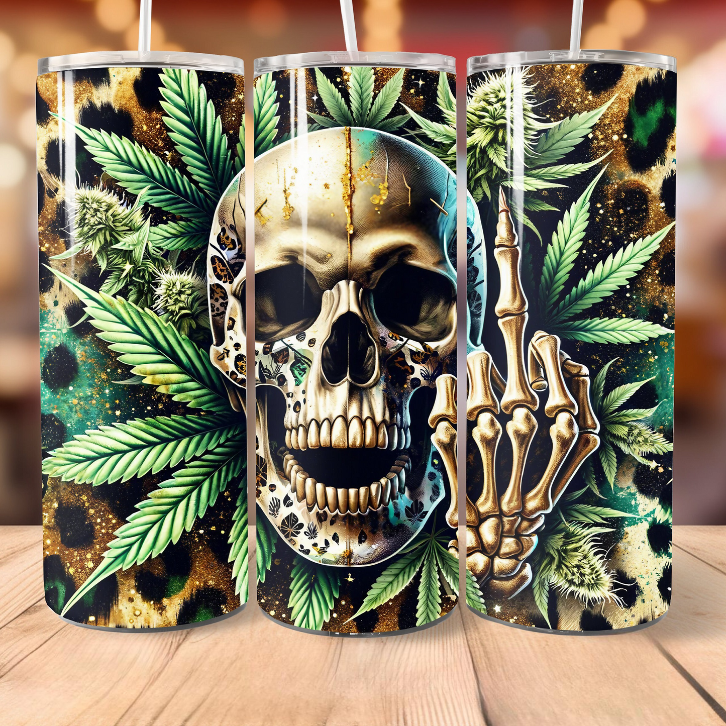 Funny Skull Weed Skinny Tumbler