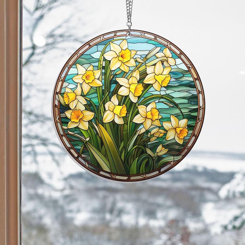 Daffodil Stained Glass Suncatcher