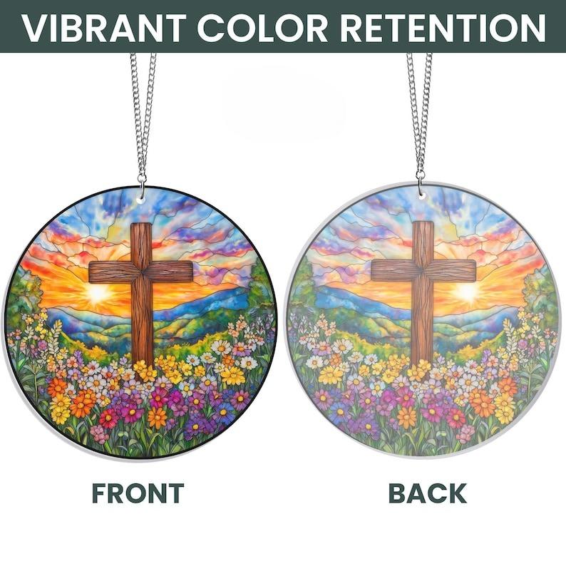 Cross Flower Stained Glass Suncatcher