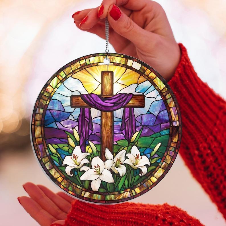 Christian Easter Stained Glass Suncatcher
