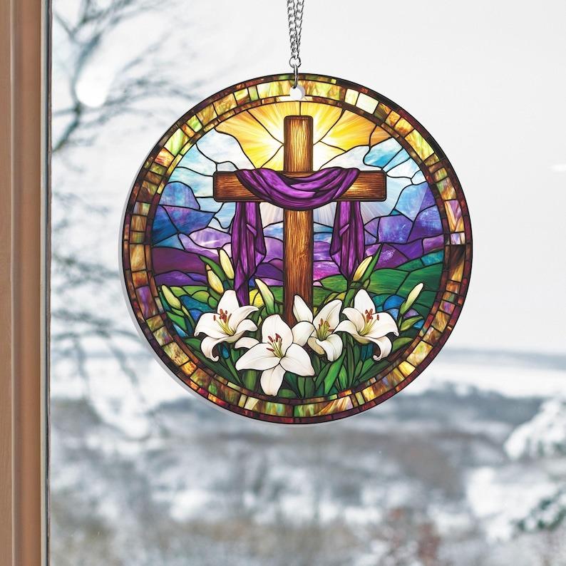 Christian Easter Stained Glass Suncatcher