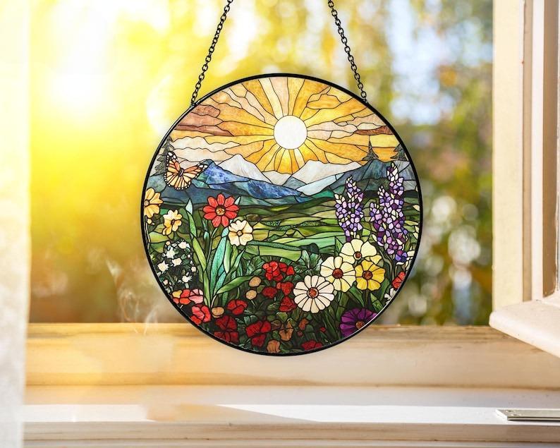 Wildflowers Stained  Stained Glass Suncatcher