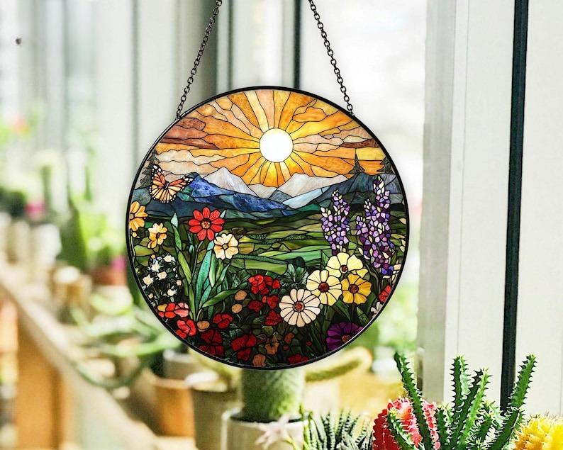 Wildflowers Stained  Stained Glass Suncatcher