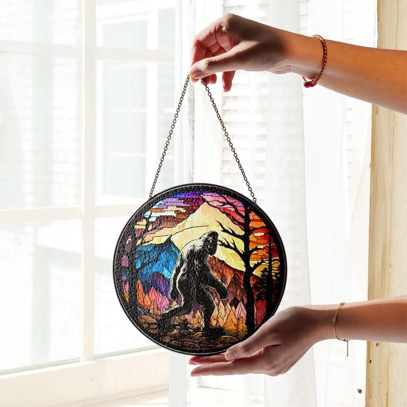 Mythology Sasquatch Stained Glass Suncatcher
