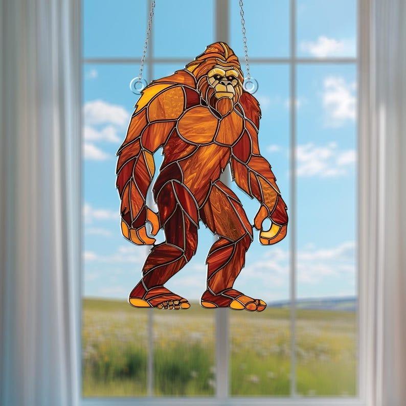Bigfoot Stained Glass Suncatcher
