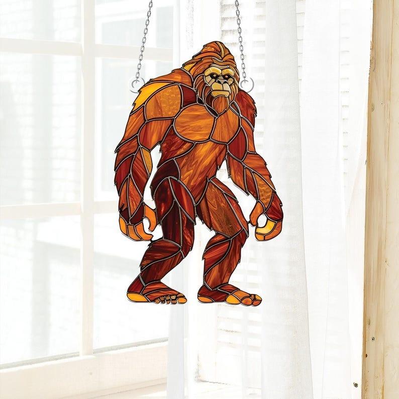 Bigfoot Stained Glass Suncatcher