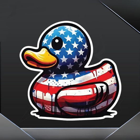 Patriotic Rubber Ducky America USA Flag Sticker