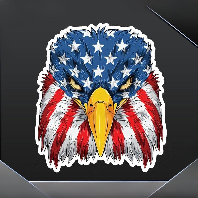 Patriotic American Flag Bald Eagle Sticker
