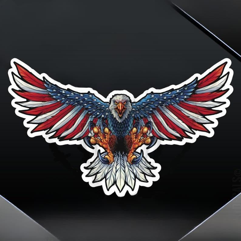 Eagle Flying USA American Flag Sticker