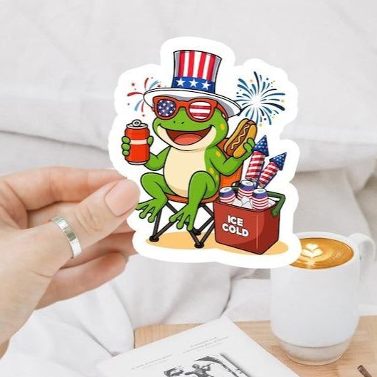 Funny Frog Happy 4th Of July Sticker