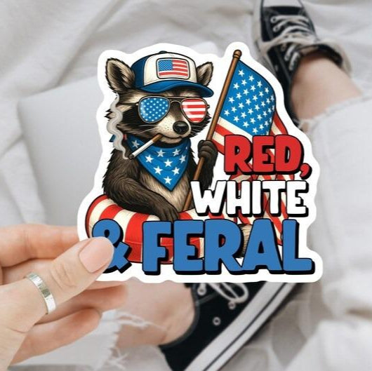 Red White And Feral Sticker