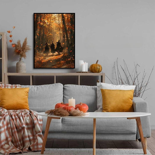 Vintage Witchy Wall Art, Witch Canvas, Witch Halloween Poster, Wall Decor