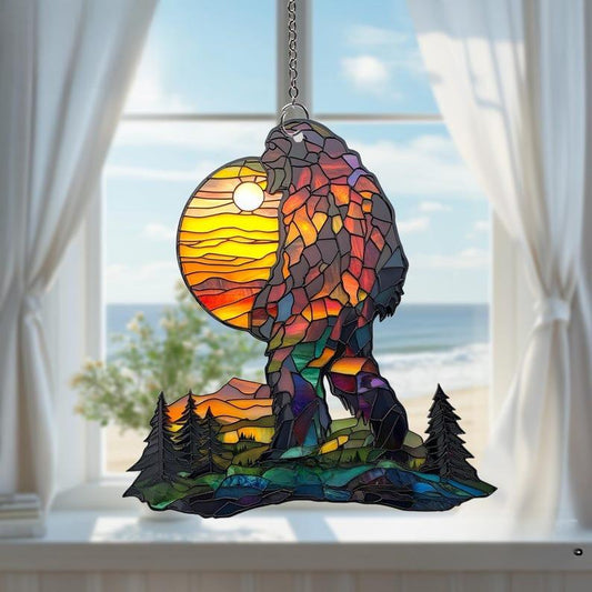 Wilderness Guardian – Bigfoot Stained Glass Suncatcher