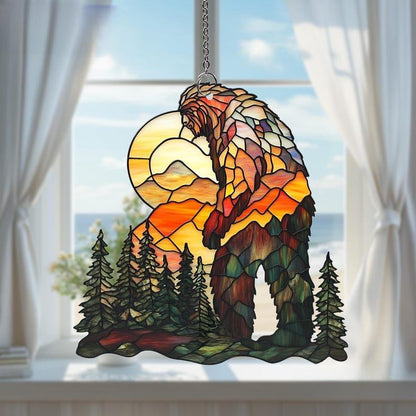 Wilderness Guardian – Bigfoot Stained Glass Suncatcher