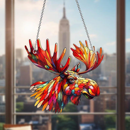 Moose Acrylic Window Hanging, Wildlife Cabin Decor