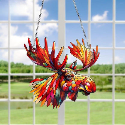 Moose Acrylic Window Hanging, Wildlife Cabin Decor