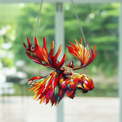 Moose Acrylic Window Hanging, Wildlife Cabin Decor