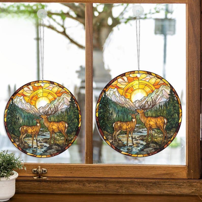 Forest Deer Couple Acrylic Window Hanging