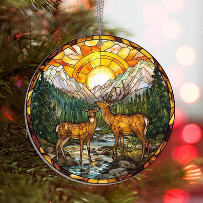 Forest Deer Couple Acrylic Window Hanging