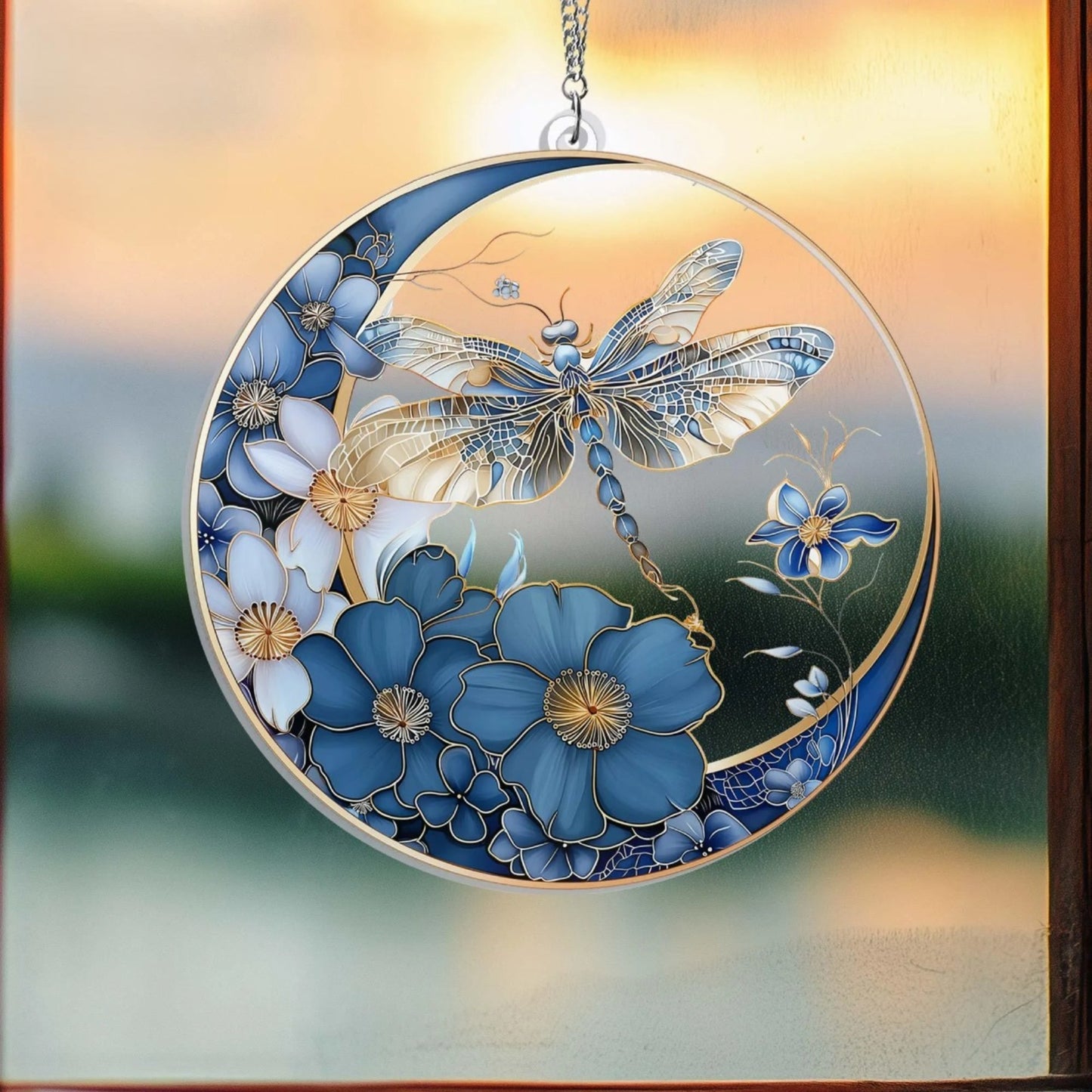 Dragonfly Memory Moon Acrylic Suncatcher, Acrylic Suncatcher Window