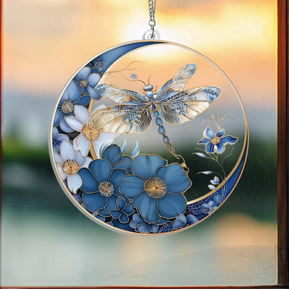 Dragonfly Memory Moon Acrylic Suncatcher, Acrylic Suncatcher Window