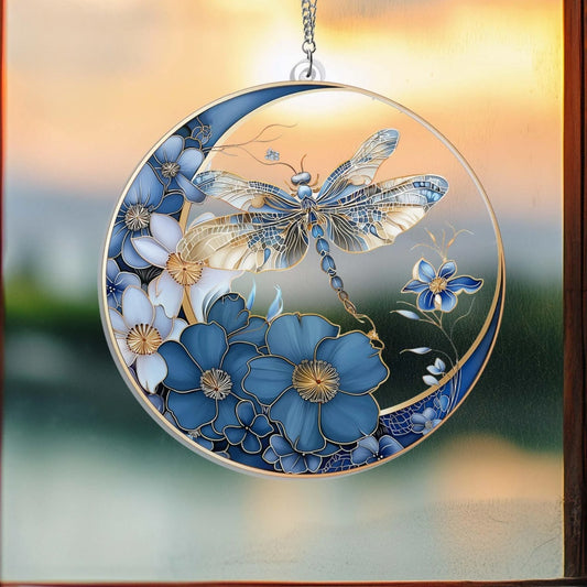 Dragonfly Memory Moon Acrylic Suncatcher, Acrylic Suncatcher Window