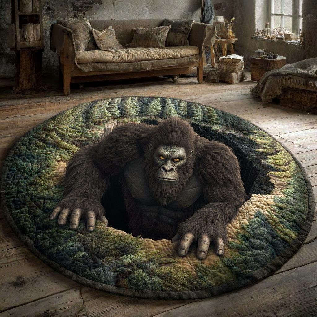 Sasquatch Outta the Woods Quilted Round Mat