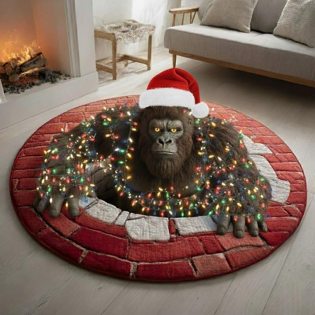 Merry Squatchmas Quilted Round Mat